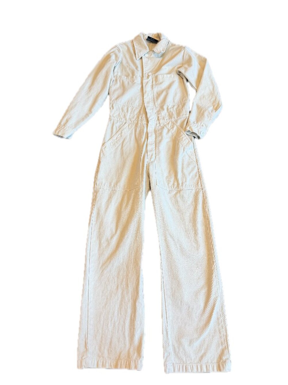 Big Bud Press Ivory Cotton Twill Coverall Jumpsuit Snap Front XX-Small Women's